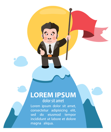 Successful businessman standing on the top of a mountain.の写真素材