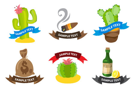 Set of mexican logos isolated on white background.の写真素材