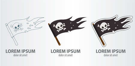 Pirate flag set iconsのイラスト素材