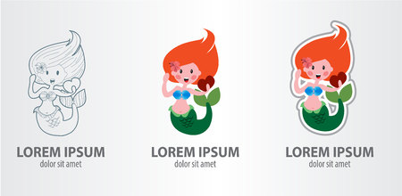 Icon  mermaid on white background illustration.のイラスト素材