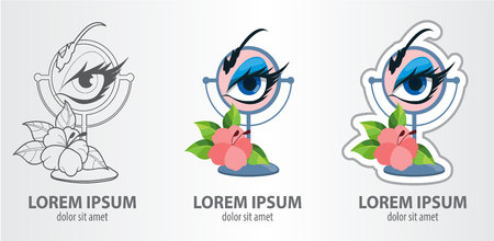 Logos eyelash, eyebrow correction, eye makeup; contour logo, stroke logoのイラスト素材