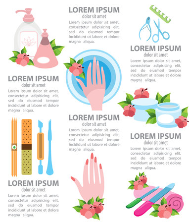 Infographics beauty salon, nail care Vector illustration.のイラスト素材