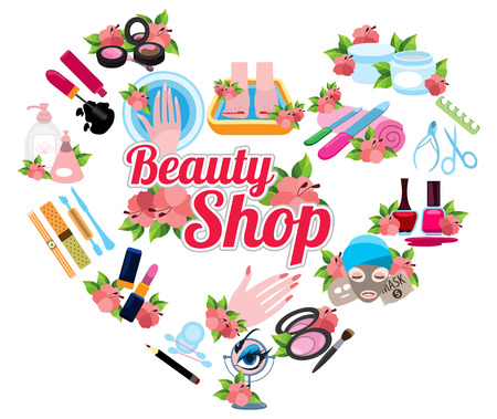 Icons for beauty shop. Vector illustration on white background.のイラスト素材