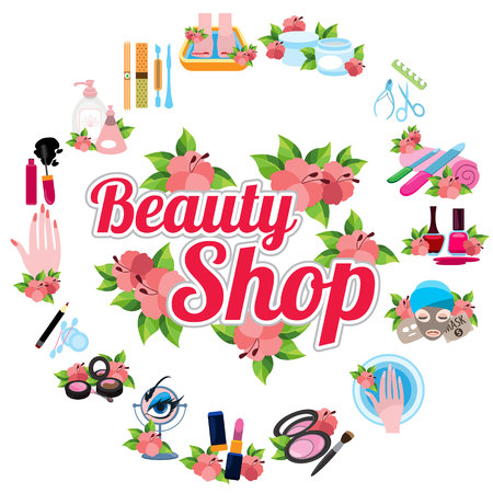 Icons for beauty shop. Vector illustration on white background.のイラスト素材