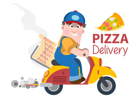 Pizza delivery illustration.のイラスト素材
