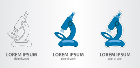 Icon of the microscope. Vector illustration on gray background.のイラスト素材