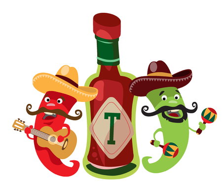 Peppers and the hot Mexican sauce.のイラスト素材