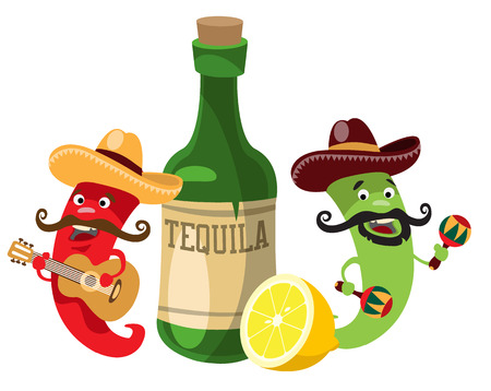 Peppers - cowboys next to tequilaのイラスト素材