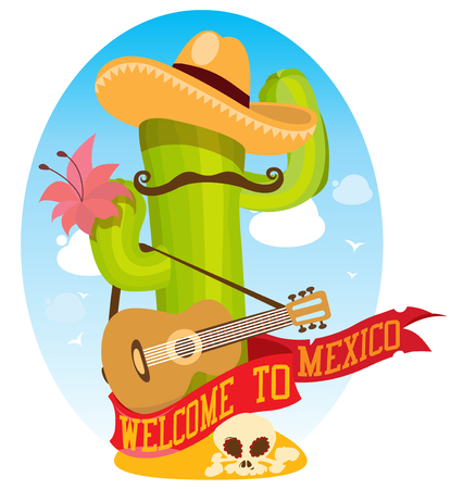 Round composition Welcome to Mexicoのイラスト素材