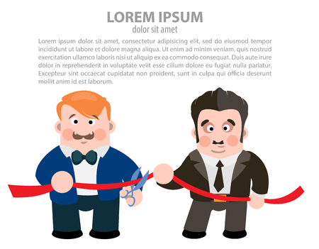 Opening ribbon cutting illustration.のイラスト素材