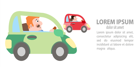 A man in a car overtakes another man illustration.のイラスト素材