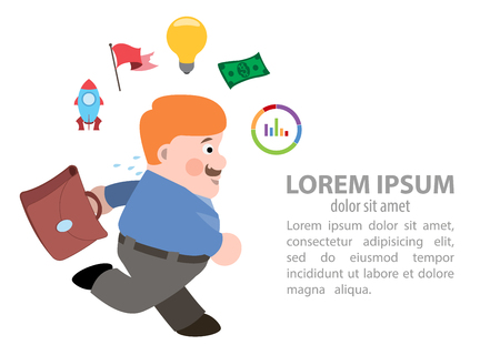 A man has many deals. Vector illustration on white background.のイラスト素材