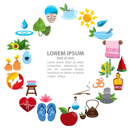 Spa infographics, healthy lifestyle icons, round compositionのイラスト素材