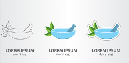 Plate with leaf icon set illustration on light background.のイラスト素材