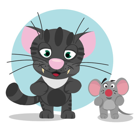 Cat and mouse, pussy, kitty, cartoon characters.のイラスト素材