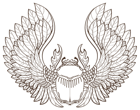 Scarab beetle, sketch, symbol of pharaoh, tattoo.のイラスト素材