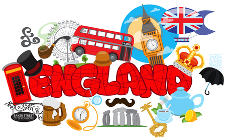 London, England travel destination concept, elements for traveling to Englandのイラスト素材