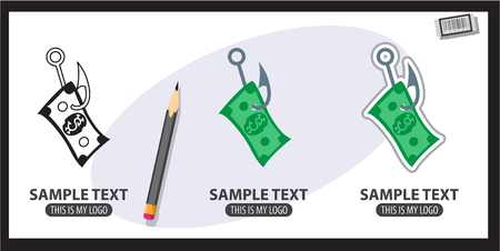 Dollar bill hooked on a fishing hookの写真素材