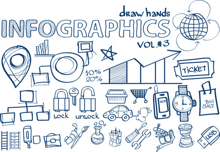 Hand draw infographics vol. 3, marketingのイラスト素材