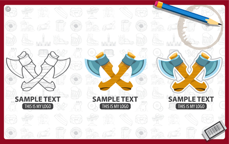 Two axes with wooden handlesのイラスト素材