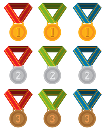 Medals, set of gold, silver and bronze medalsのイラスト素材