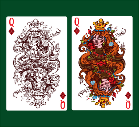 Queen of diamonds playing card suit.のイラスト素材