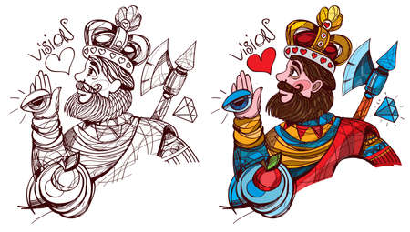 Figure character. King of hearts symbol suit. Playing cards.のイラスト素材