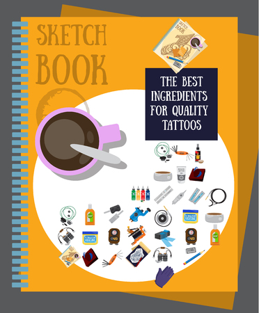 Sketchbook, tattoo studioのイラスト素材