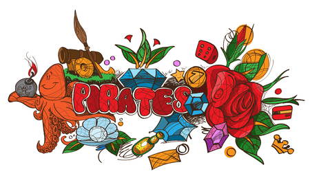 Pirates, tattoo, adventureのイラスト素材
