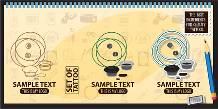 Caps paint , grommet, elastic, rubber, tattoo, logoの写真素材