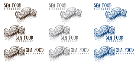 Sea food restaurant icons, logo, menuの写真素材