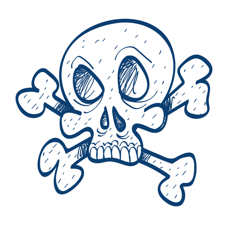 Skull and bones icon. Design elements in hand drawn style.のイラスト素材