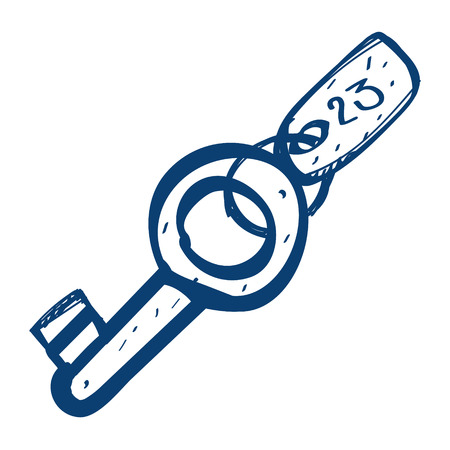 Key with tag icon. Design elements in hand drawn style.の写真素材