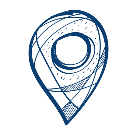 Navigation, pin icon. Design elements in hand drawn styleのイラスト素材