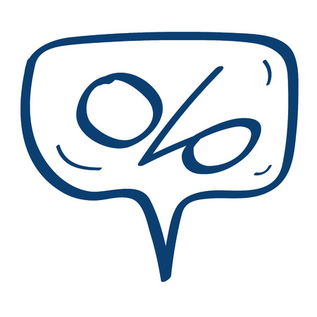 Cloud dialog with a percent sign icon.のイラスト素材
