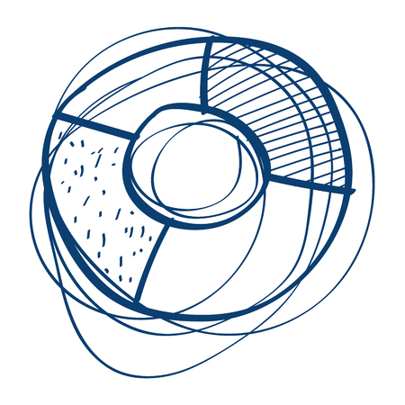 Round element divided into four different. Design elements in hand drawn style.の写真素材