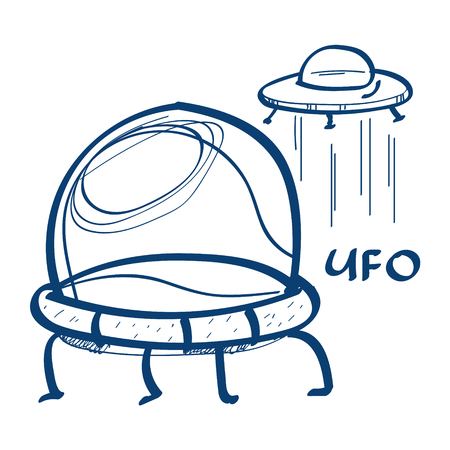 Ufo icon. Design elements in hand drawn style.のイラスト素材