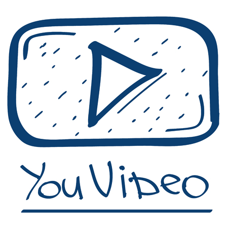 Play button icon. Design elements in hand drawn style.のイラスト素材