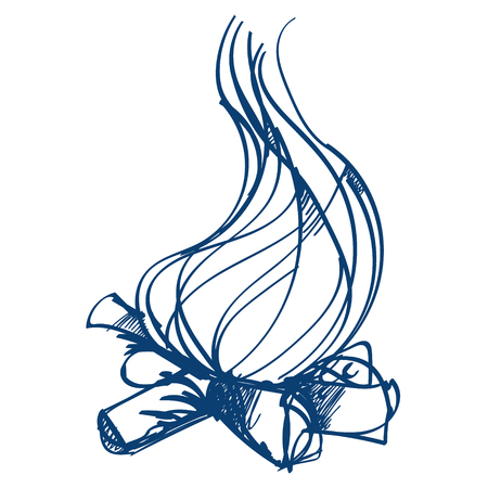 Fire colored icon. Design elements in hand drawn style.のイラスト素材