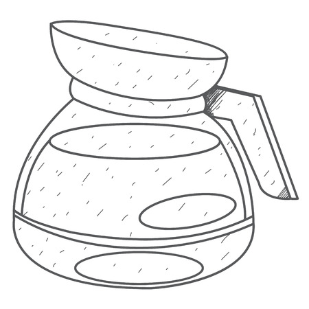 Teapot brewing coffee in the coffee machine outline drawing.のイラスト素材