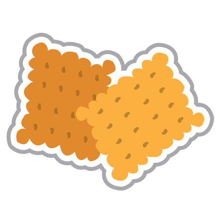 Two cookies logo. Color illustration of food and desserts.のイラスト素材