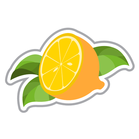 Half of lemon logo. Half of lemon logo. Color illustration of citrus.のイラスト素材