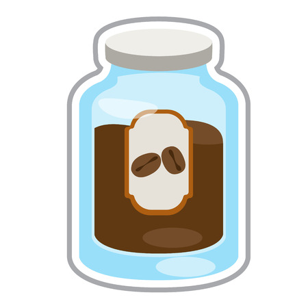 Glass jar of ground coffee logo.のイラスト素材