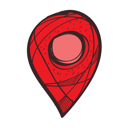 Navigation, pin color icon with a black outline on a white backgroundのイラスト素材