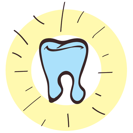 Tooth icon with a black outline on a white background.のイラスト素材