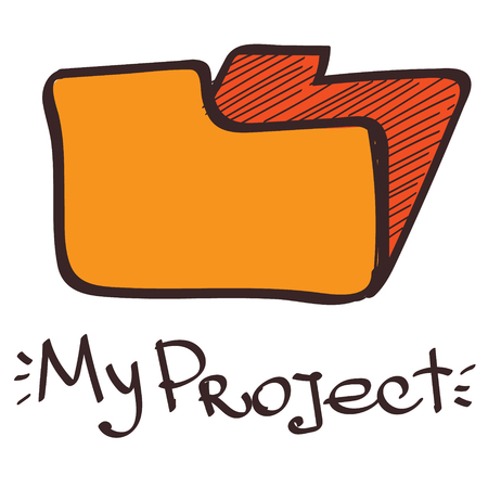 Folder icon with a black outline on a white background.のイラスト素材