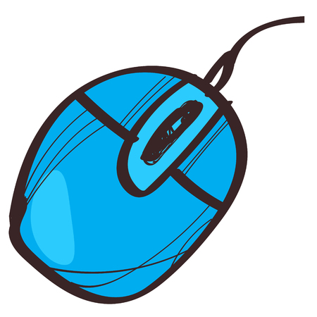 Computer mouse icon with a black outline on a white background.のイラスト素材