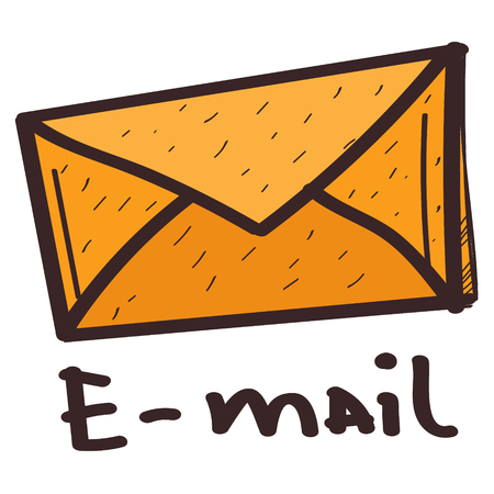 Paper envelope icon with a black outline on a white background.のイラスト素材