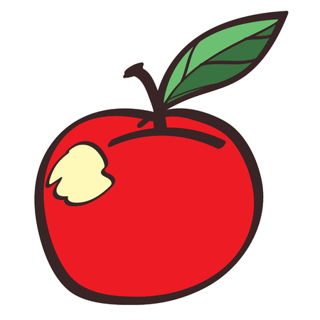Red apple colored button with a black outline on a white background.のイラスト素材