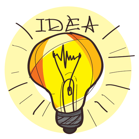 Light bulb color illustration on white backgroundのイラスト素材